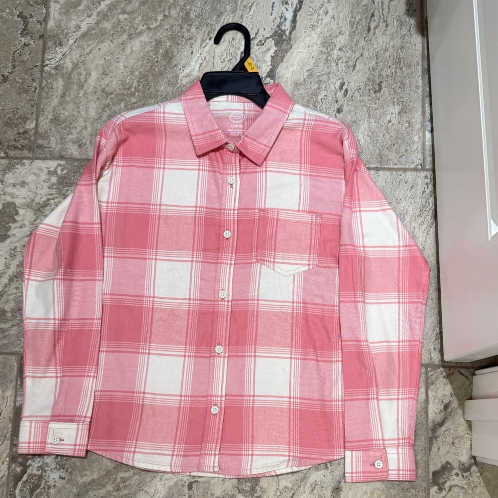 NWT size 10/12 Wonder Nation Girls Pink Plaid Shirt